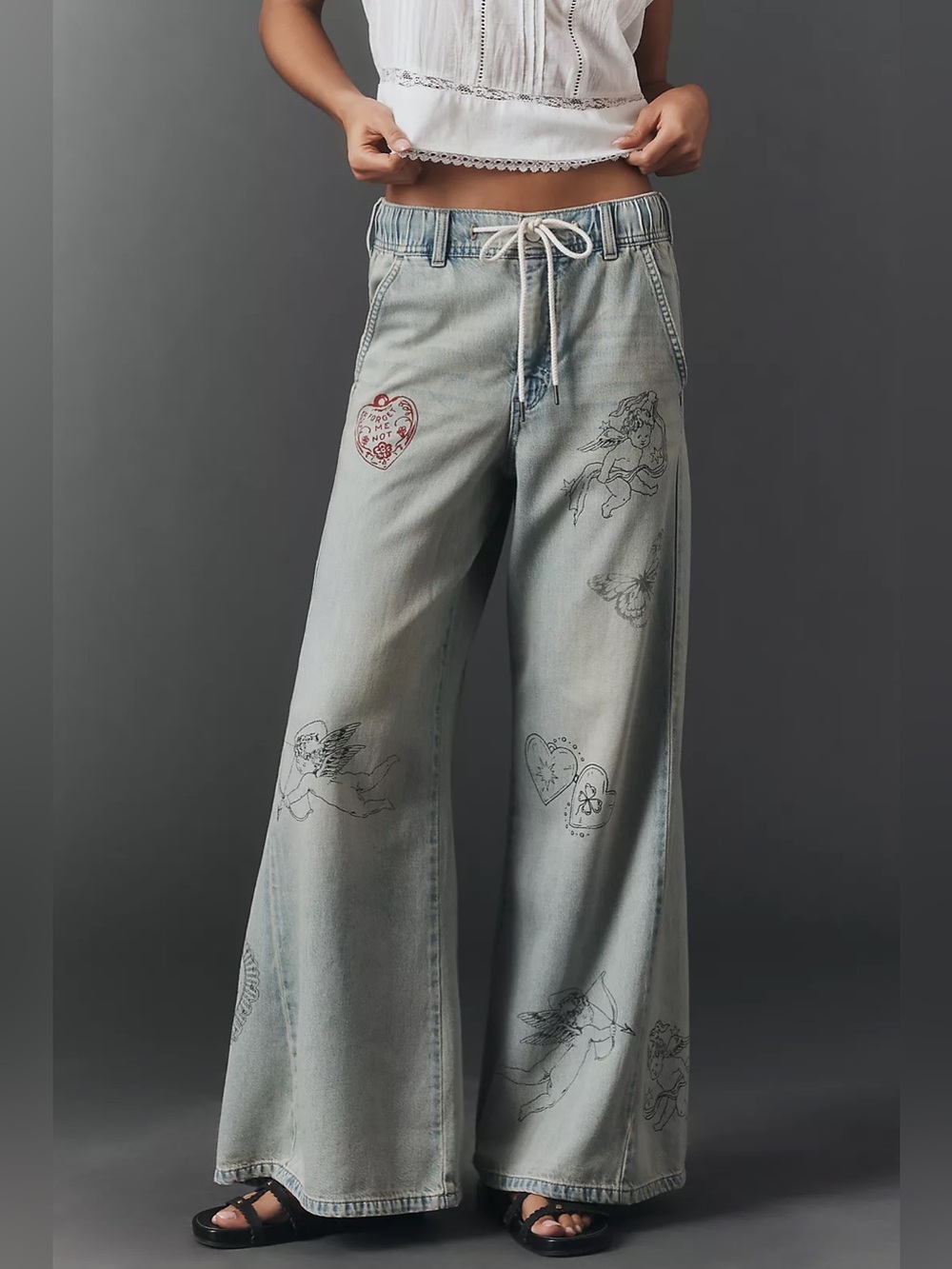 The Adi Mid-Rise Flare Embellished Jeans by Pilcro